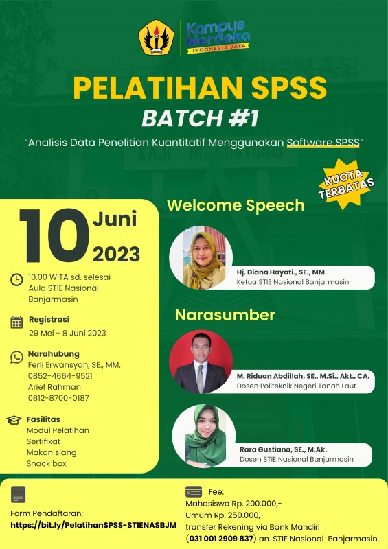 Pendaftaran Pelatihan SPSS STIE Nasional Banjarmasin Batch #1